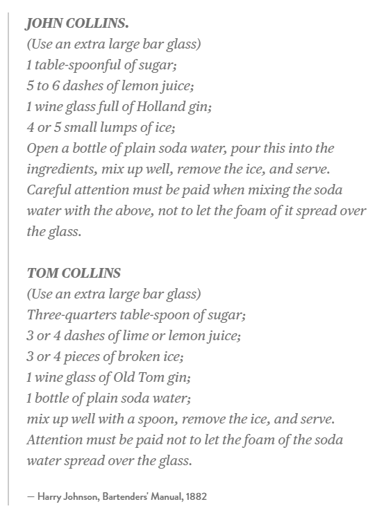 Receta original Tom Collins